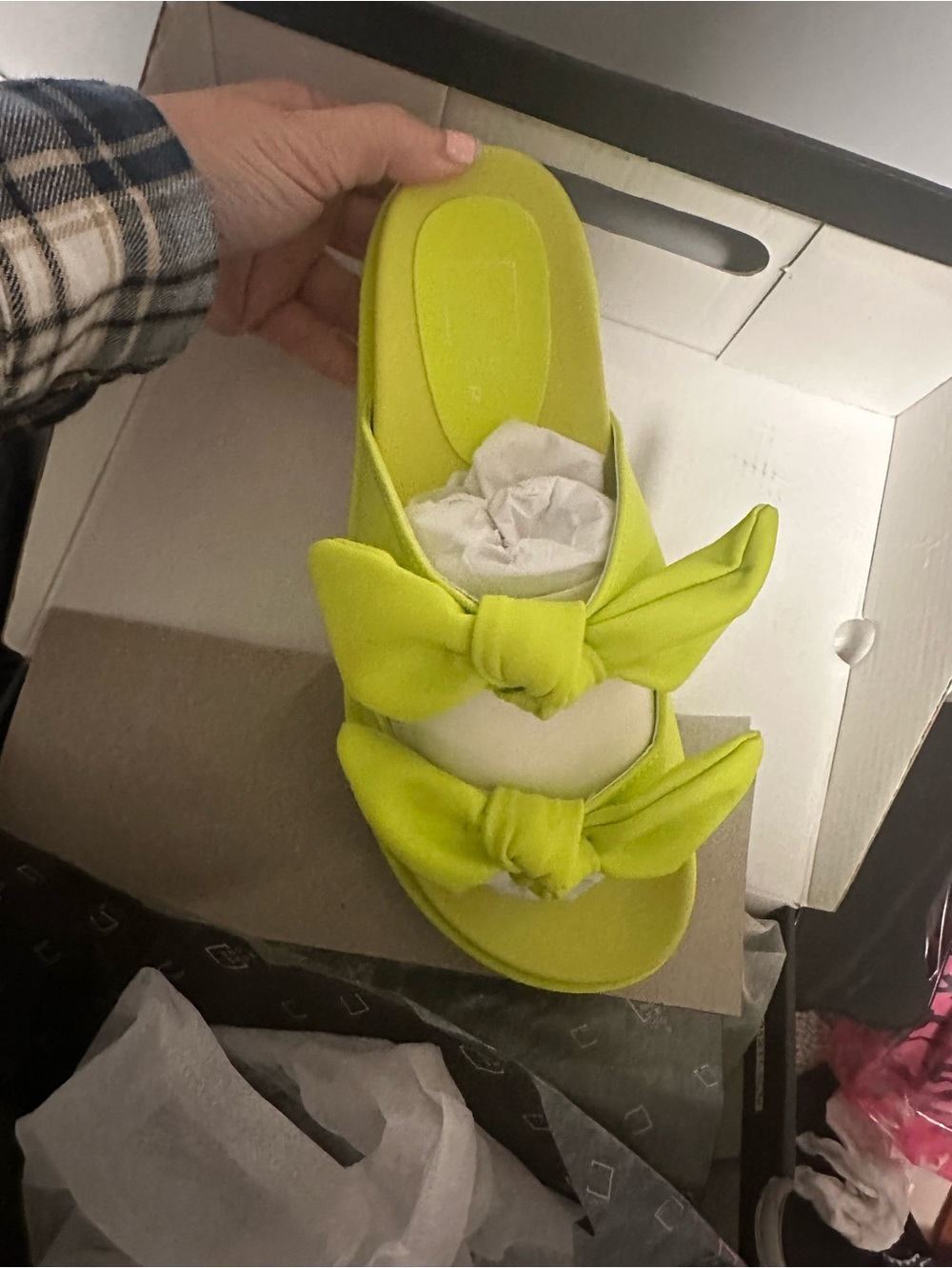 ShuShop Lime Double Bow Slide Mule